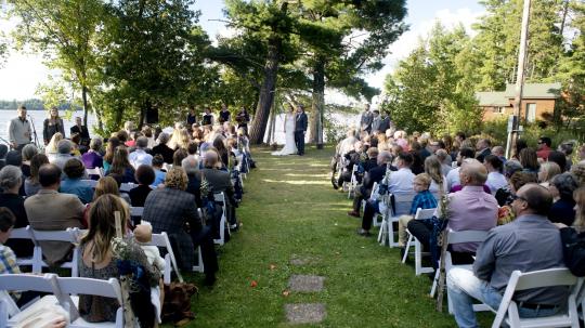 Outdoor wedding ceremony on the shores of Lake Vermilion