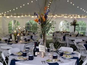 Wedding reception in a tent