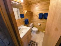 Bathroom with a shower stall.
