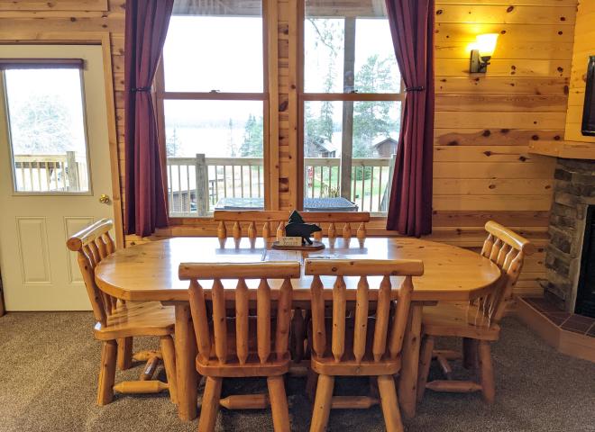 Dining area with seating for six.
