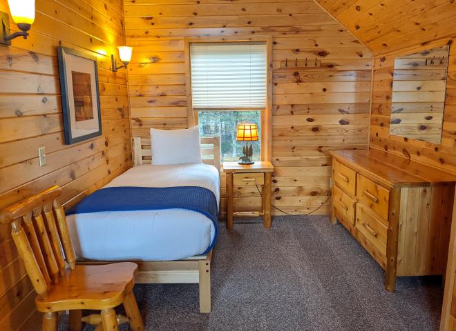 Loft bedroom with a twin bed.