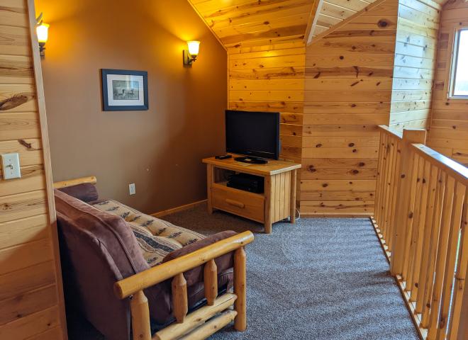 Loft area with futon.