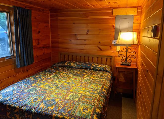 Bedroom with a queen bed.