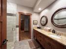 Lower level ensuite bath with shower and granite (king/bunk suite)
