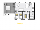 Breaker's floor plan showing two bedrooms and one bathroom.