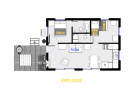 Rippleside's floor plan with two bedrooms and two bathrooms.