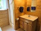 Main floor bathroom with a shower stall.