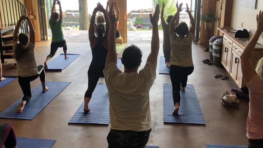 Yoga class in the Main Lodge