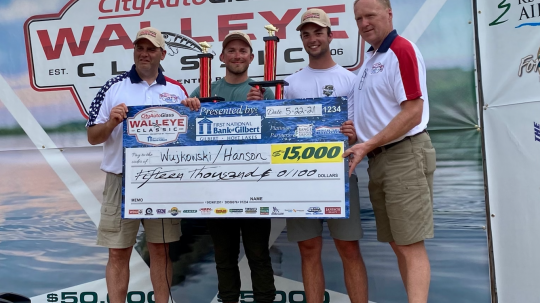 Will Hanson and Jarek Wujkowski with their walleye championship