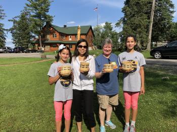 Three generations get together for a basket weaving class