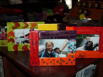 Picture frames made by kids Program participants