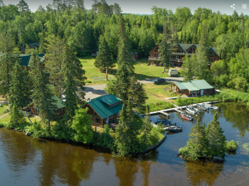 A view of the Harbor at Pehrson Lodge from above.