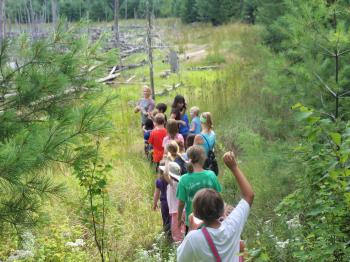 Kids Program participants hike at the Black Bay Trail