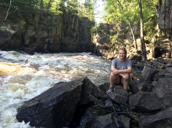 Signe sits back to enjoy the Vermilion Gorge