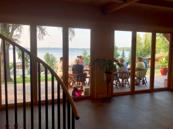 Painting class on the patio outside the lodge