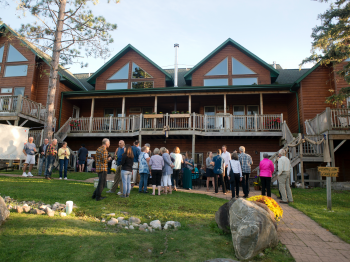 Reception outside the Grand Vermilion Chalet