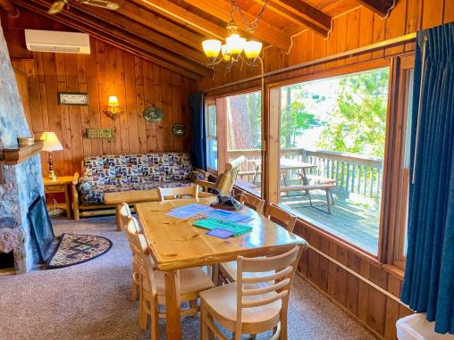 Open dining room with view of the lake.