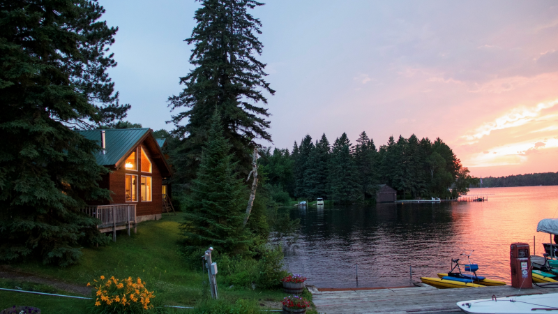 Lake Vermilion Cabin at sunset.