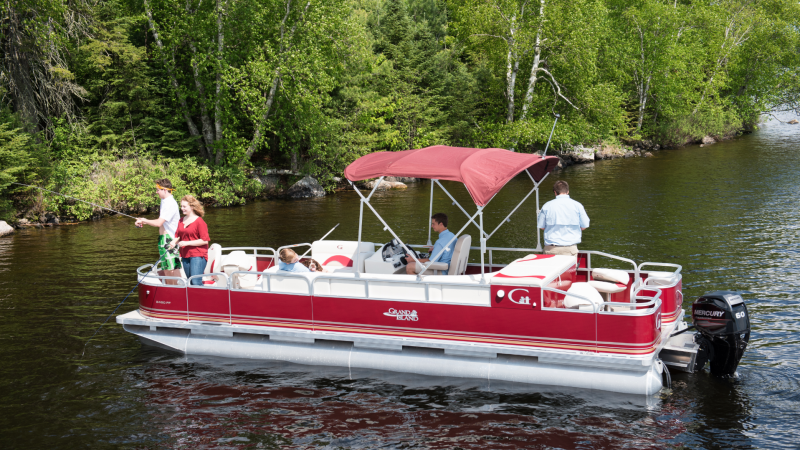 Pontoon boat with family fishing on Lake Vermilion