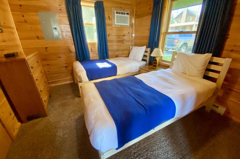 Bedroom with two XL twin bed.