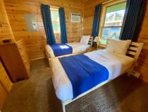 Bedroom with two XL twin bed.