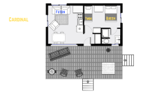 Cardinal's floor plan showing one level, one bedroom, and one bathroom.